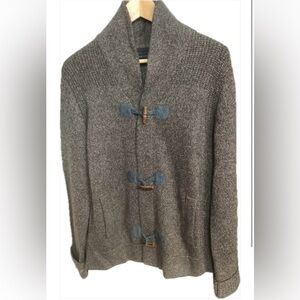 Banana Republic brown Wool Blend Cardigan Jacket Brown Two-Way Zip Shawl Collar